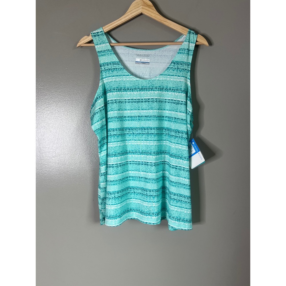Columbia Womens Siren Splash Print Tank Top Teal Striped  XL NWT activewear